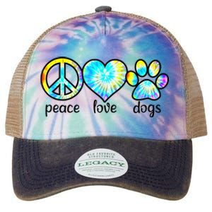 Funny Dog Lover Shirts Gift Peace Love Dogs Tie Dye Puppy Gifts Legacy Tie Dye Trucker Hat