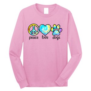 Funny Dog Lover Shirts Gift Peace Love Dogs Tie Dye Puppy Gifts Long Sleeve Shirt