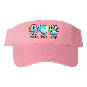 Funny Dog Lover Shirts Gift Peace Love Dogs Tie Dye Puppy Gifts Valucap Bio-Washed Visor