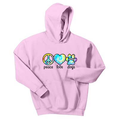 Funny Dog Lover Shirts Gift Peace Love Dogs Tie Dye Puppy Gifts Kids Hoodie