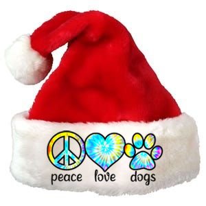 Funny Dog Lover Shirts Gift Peace Love Dogs Tie Dye Puppy Gifts Premium Christmas Santa Hat