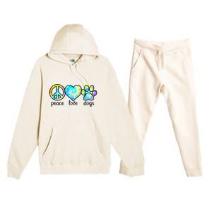 Funny Dog Lover Shirts Gift Peace Love Dogs Tie Dye Puppy Gifts Premium Hooded Sweatsuit Set