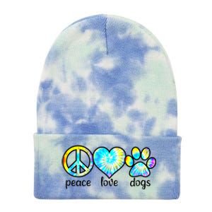 Funny Dog Lover Shirts Gift Peace Love Dogs Tie Dye Puppy Gifts Tie Dye 12in Knit Beanie