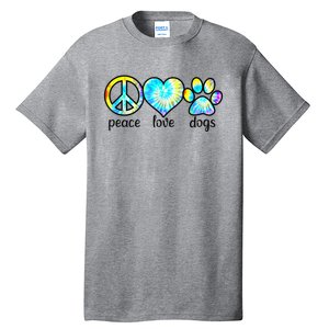 Funny Dog Lover Shirts Gift Peace Love Dogs Tie Dye Puppy Gifts Tall T-Shirt