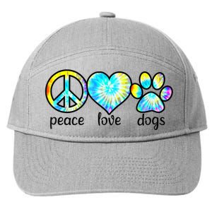 Funny Dog Lover Shirts Gift Peace Love Dogs Tie Dye Puppy Gifts 7-Panel Snapback Hat