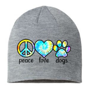 Funny Dog Lover Shirts Gift Peace Love Dogs Tie Dye Puppy Gifts Sustainable Beanie