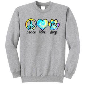 Funny Dog Lover Shirts Gift Peace Love Dogs Tie Dye Puppy Gifts Tall Sweatshirt