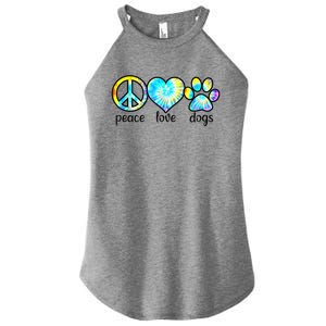 Funny Dog Lover Shirts Gift Peace Love Dogs Tie Dye Puppy Gifts Women's Perfect Tri Rocker Tank