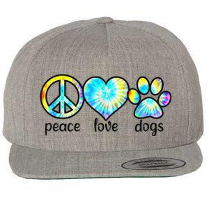 Funny Dog Lover Shirts Gift Peace Love Dogs Tie Dye Puppy Gifts Wool Snapback Cap