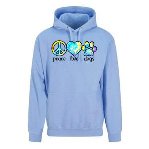 Funny Dog Lover Shirts Gift Peace Love Dogs Tie Dye Puppy Gifts Unisex Surf Hoodie