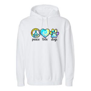 Funny Dog Lover Shirts Gift Peace Love Dogs Tie Dye Puppy Gifts Garment-Dyed Fleece Hoodie