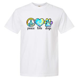 Funny Dog Lover Shirts Gift Peace Love Dogs Tie Dye Puppy Gifts Garment-Dyed Heavyweight T-Shirt