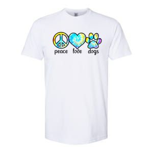 Funny Dog Lover Shirts Gift Peace Love Dogs Tie Dye Puppy Gifts Softstyle CVC T-Shirt