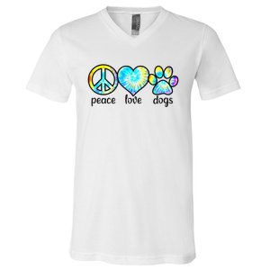 Funny Dog Lover Shirts Gift Peace Love Dogs Tie Dye Puppy Gifts V-Neck T-Shirt