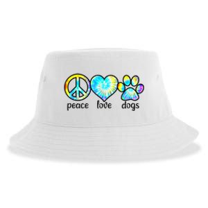 Funny Dog Lover Shirts Gift Peace Love Dogs Tie Dye Puppy Gifts Sustainable Bucket Hat