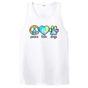 Funny Dog Lover Shirts Gift Peace Love Dogs Tie Dye Puppy Gifts PosiCharge Competitor Tank