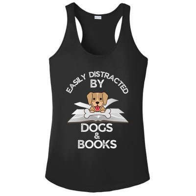 Funny Dog Lovers Easily Distracted By Dogs And Books Gift Ladies PosiCharge Competitor Racerback Tank