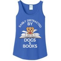 Funny Dog Lovers Easily Distracted By Dogs And Books Gift Ladies Essential Tank