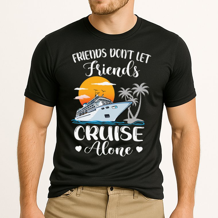 Friends Don't Let Friends Cruise Alone Vacation Cruise Ship Cooling Performance Crew T-Shirt