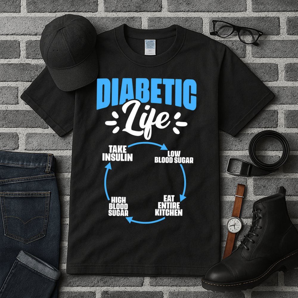 Funny Diabetic Life Cycle Diabetes Awareness Tall T-Shirt