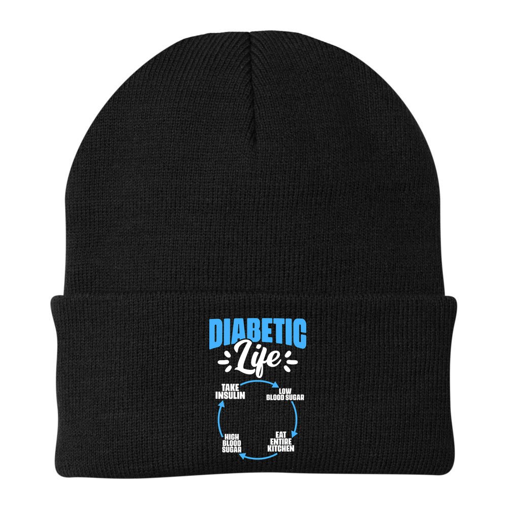 Funny Diabetic Life Cycle Diabetes Awareness Beanie