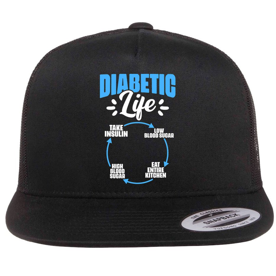 Funny Diabetic Life Cycle Diabetes Awareness Flat Bill Trucker Hat