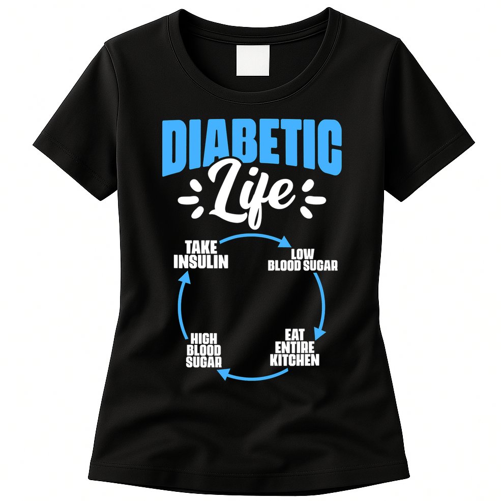 Funny Diabetic Life Cycle Diabetes Awareness Womens T-Shirt