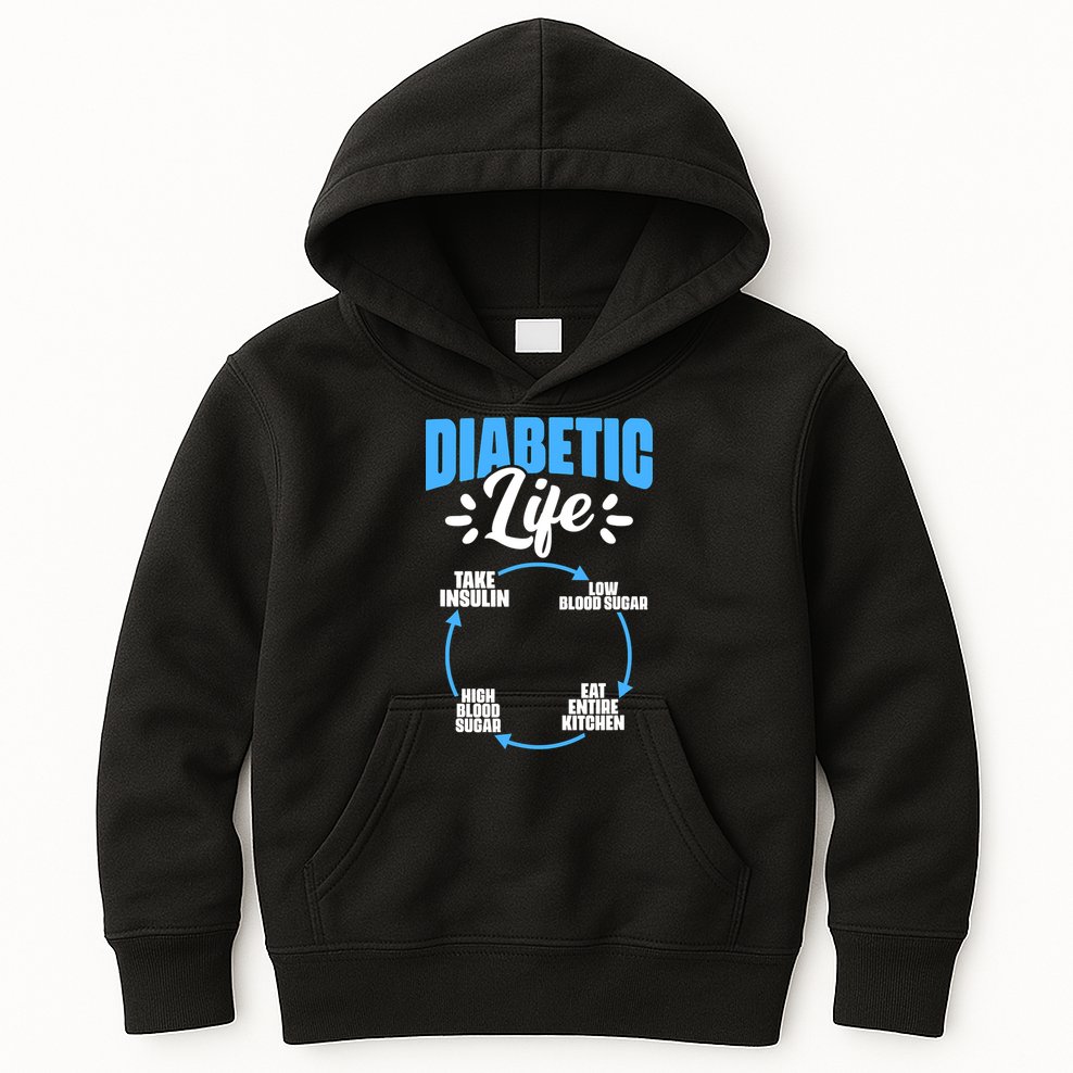 Funny Diabetic Life Cycle Diabetes Awareness Kids Hoodie