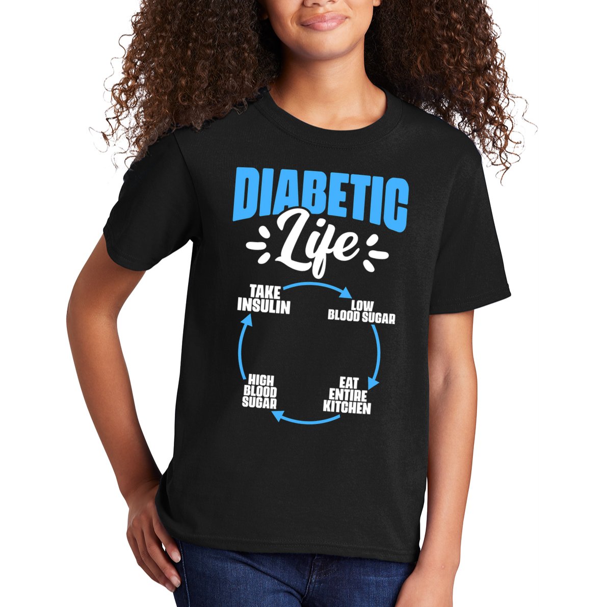 Funny Diabetic Life Cycle Diabetes Awareness Kids T-Shirt