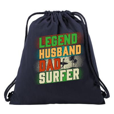 Fathers Day Legend Husband Dad Surfer Surfing Funny Gift Drawstring Bag