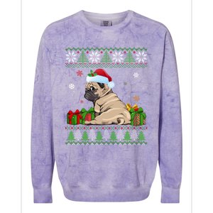 Funny Dog Lovers Cute Pug Santa Hat Ugly Christmas Great Gift Colorblast Crewneck Sweatshirt