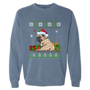 Funny Dog Lovers Cute Pug Santa Hat Ugly Christmas Great Gift Garment-Dyed Sweatshirt