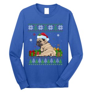 Funny Dog Lovers Cute Pug Santa Hat Ugly Christmas Great Gift Long Sleeve Shirt