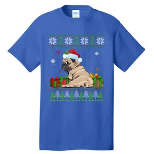 Funny Dog Lovers Cute Pug Santa Hat Ugly Christmas Great Gift Tall T-Shirt