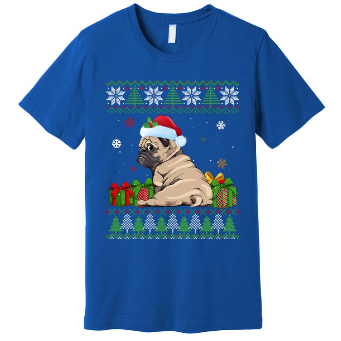 Funny Dog Lovers Cute Pug Santa Hat Ugly Christmas Great Gift Premium T-Shirt