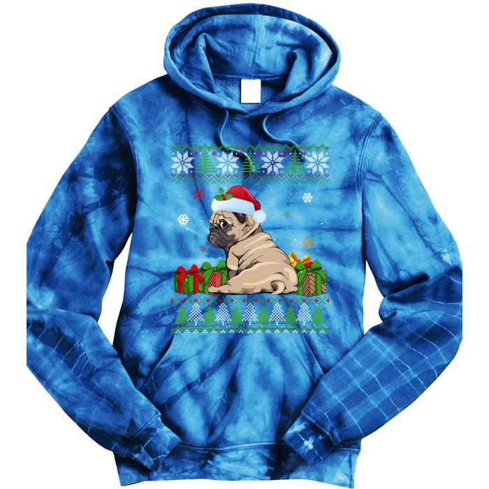 Funny Dog Lovers Cute Pug Santa Hat Ugly Christmas Great Gift Tie Dye Hoodie