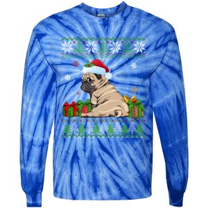 Funny Dog Lovers Cute Pug Santa Hat Ugly Christmas Great Gift Tie-Dye Long Sleeve Shirt