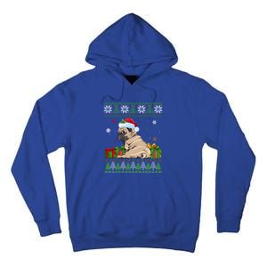 Funny Dog Lovers Cute Pug Santa Hat Ugly Christmas Great Gift Tall Hoodie