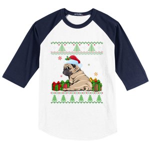 Funny Dog Lovers Cute Pug Santa Hat Ugly Christmas Great Gift Baseball Sleeve Shirt