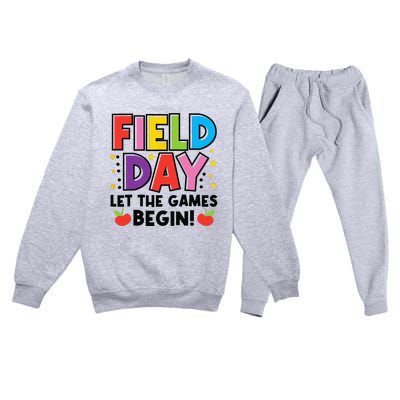 Field Day Let Games Start Begin  Teachers  Premium Crewneck Sweatsuit Set