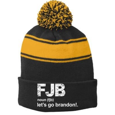 FJB Definition Let's Go Brandon Stripe Pom Pom Beanie