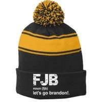 FJB Definition Let's Go Brandon Stripe Pom Pom Beanie