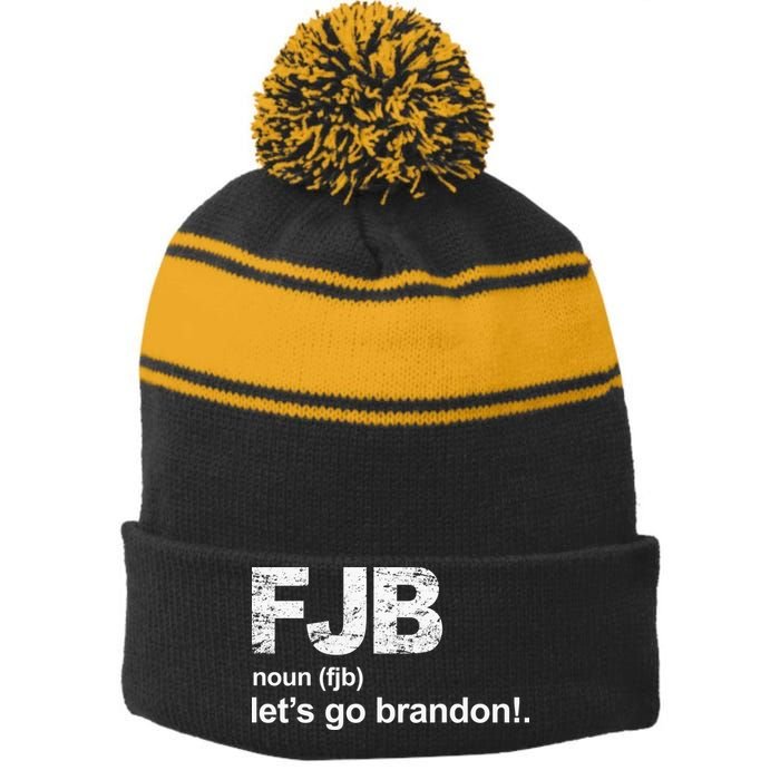 FJB Definition Let's Go Brandon Stripe Pom Pom Beanie