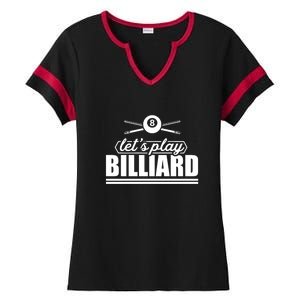 Father's Day Let's Play Billiards Pool Player Gift For Dad Ladies Halftime Notch Neck Tee