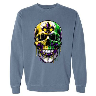 Fleur De Lis Mardi Gras Skulls Outfit Garment-Dyed Sweatshirt