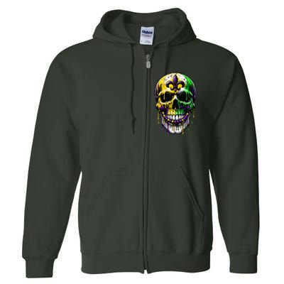 Fleur De Lis Mardi Gras Skulls Outfit Full Zip Hoodie