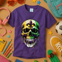 Fleur De Lis Mardi Gras Skulls Outfit Kids T-Shirt