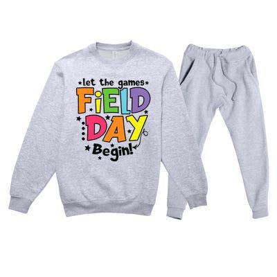 Field Day Let Games Start Begin Teachers Premium Crewneck Sweatsuit Set