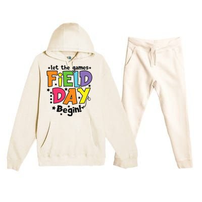 Field Day Let Games Start Begin Teachers Premium Hooded Sweatsuit Set