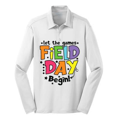 Field Day Let Games Start Begin Teachers Silk Touch Performance Long Sleeve Polo